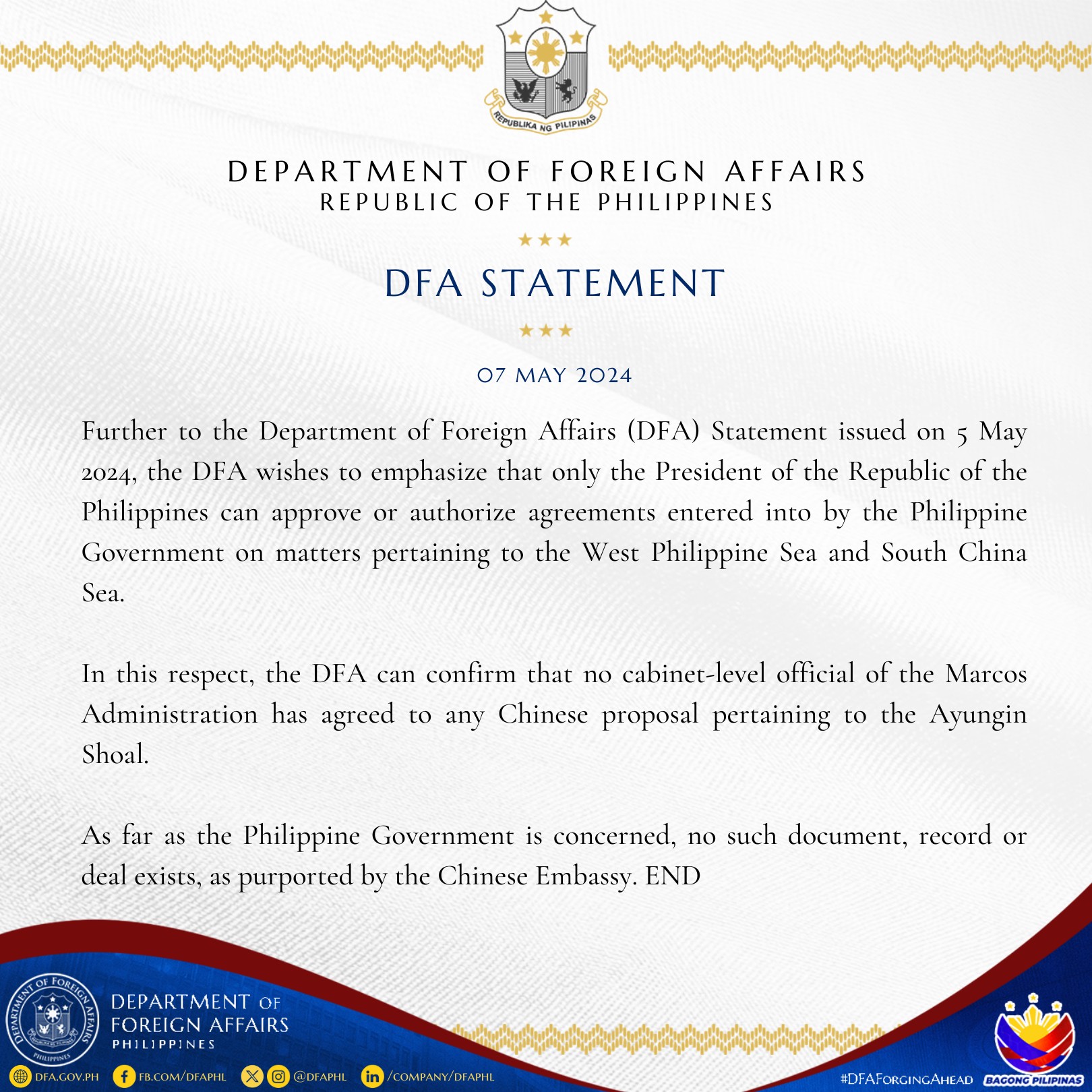 DFA Statement 07 May 2024